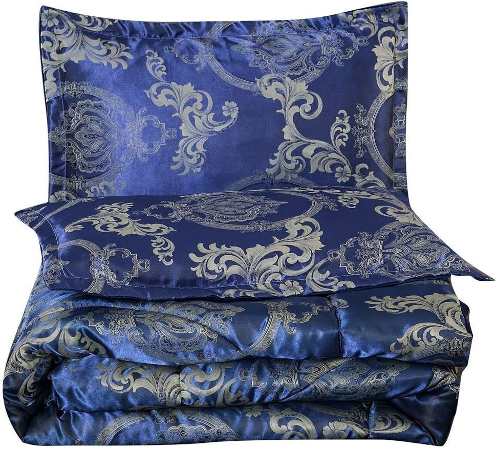 Satin Jacquard Comforter Set (Royal Blue)
