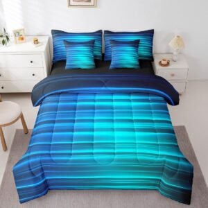 Kids’ Microfiber 6-Piece Bedding Set – Ombre Blue Black