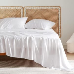 Bamboo Rayon Fitted Sheet Set – Queen Size (White)